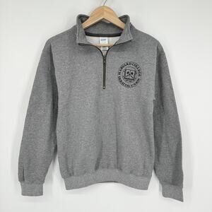 Harvard College Debating Union Sweatshirt Fleece Half Zip Logo Pullover Gray
